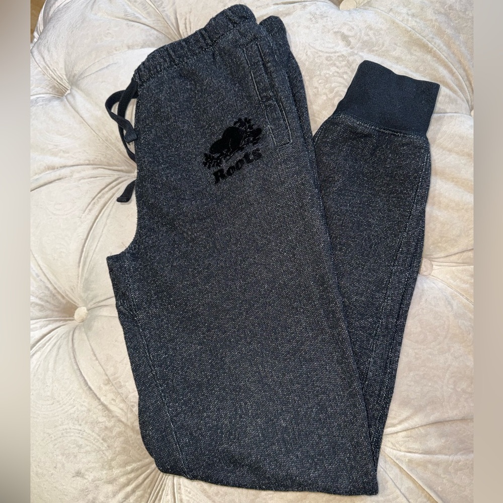 Roots Charcoal Heather Joggers with Black Logo